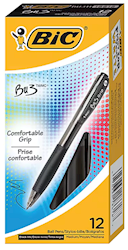 PENS, BALLPOINT, BIC, MEDIUM POINT, BLACK INK, 12/CT LARGE